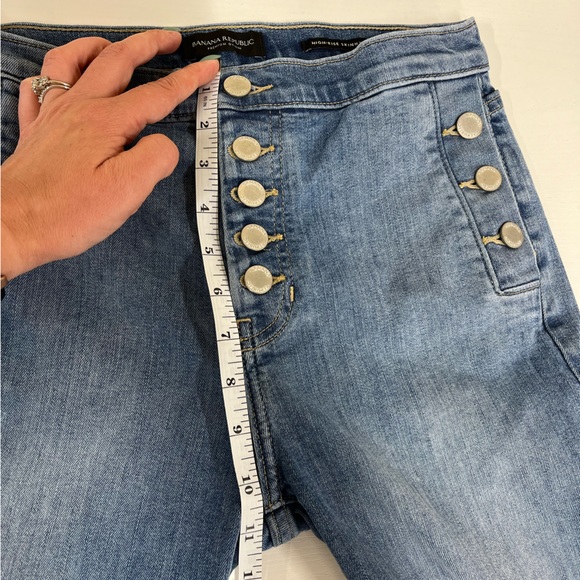 Banana Republic Premium Denim Medium Wash Button Fly High Rose Skinny Jeans 25 - Picture 10 of 12